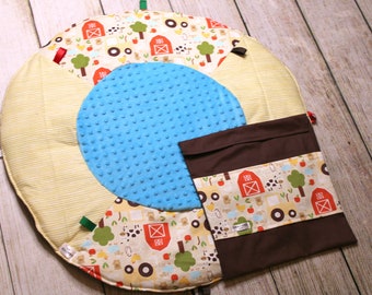 Travel Baby Play Mat | Farm Animal Playmat | Gender Neutral Baby | Baby Shower Gift | Tummy Time Mat | New Baby Gift | Sensory Mat