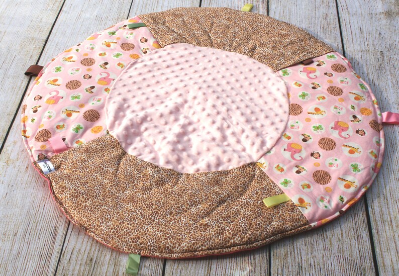 Travel Baby Play Mat Safari Animal Pink Playmat Girl Baby Etsy