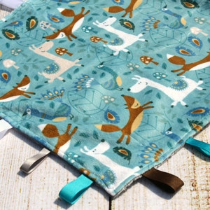 Llama and Fox Minky Baby Blanket | Tag Blanket | Baby Shower Gift | Newborn Gift | New Mom Gift | Gender Neutral Baby Taggy Blanket