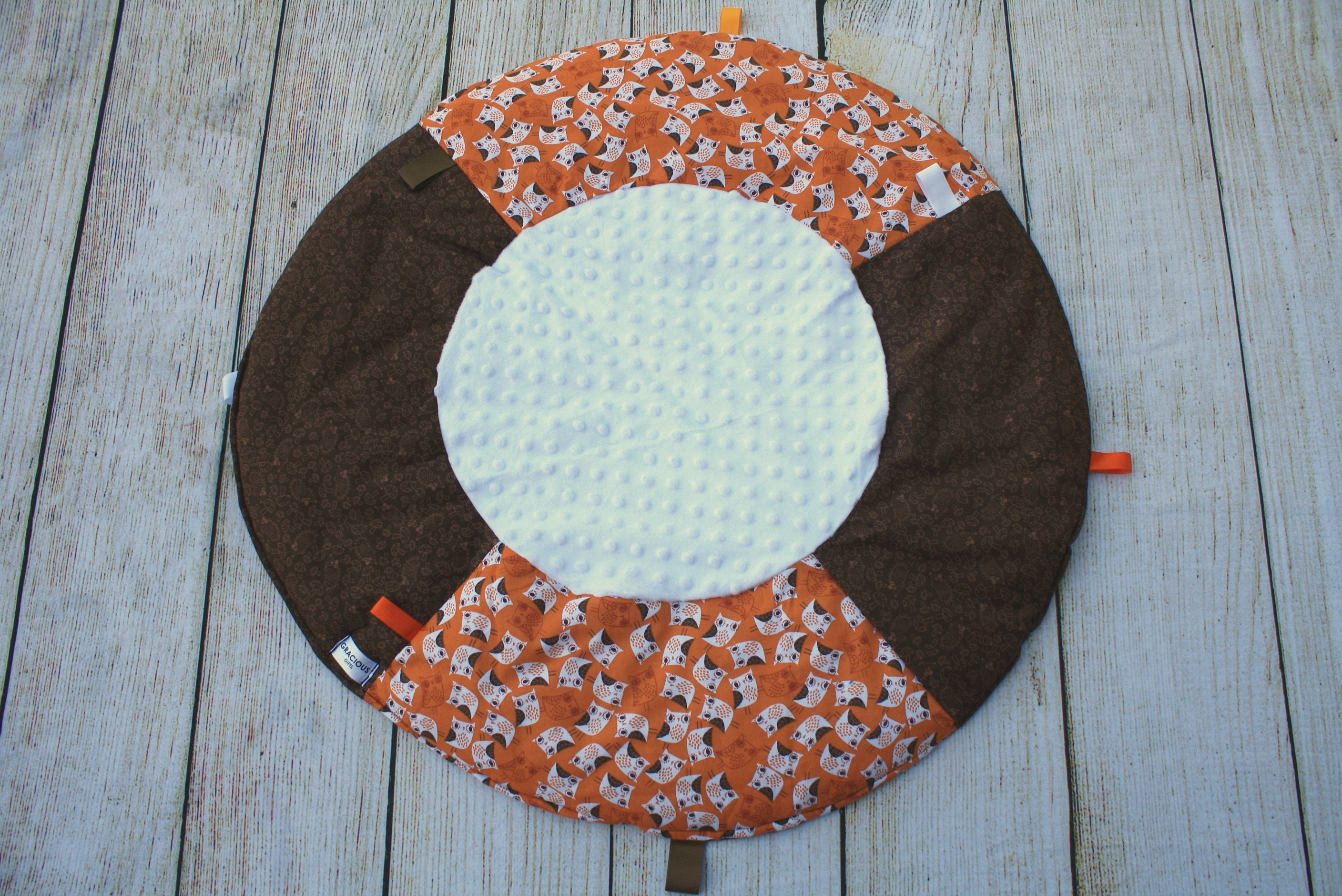 Travel Baby Play Mat Orange Owl Playmat Gender Neutral Etsy UK