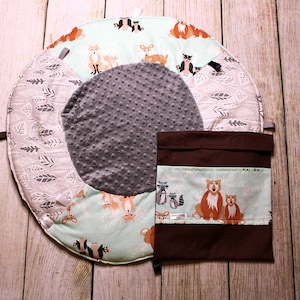 Viaje bebé juego matra / arte de la menta del bosque / bebé género neutro / bebé bebé ducha regalo / alfombrilla del tiempo de la barriga / nuevo regalo del bebé / alfombrilla sensorial