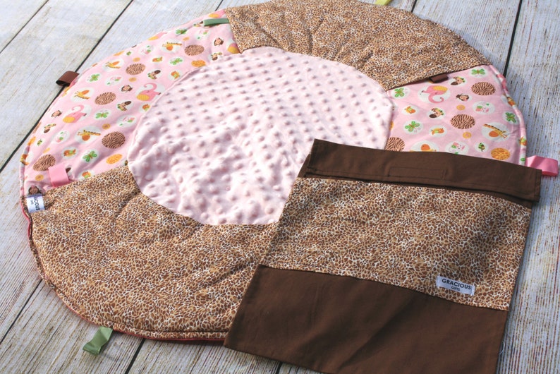 Travel Baby Play Mat Safari Animal Pink Playmat Girl Baby Etsy
