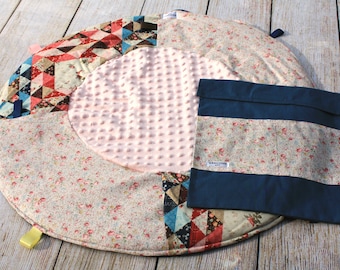 Travel Baby Play Mat | Pink Floral Quilt Playmat | Baby Girl | Baby Shower Gift | Tummy Time Mat | New Baby Gift | Sensory Mat | Toddler Mat