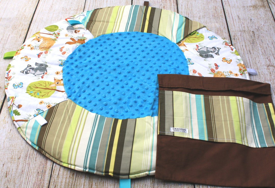 Travel Baby Play Mat Woodland Animal Stripe Playmat Gender Etsy