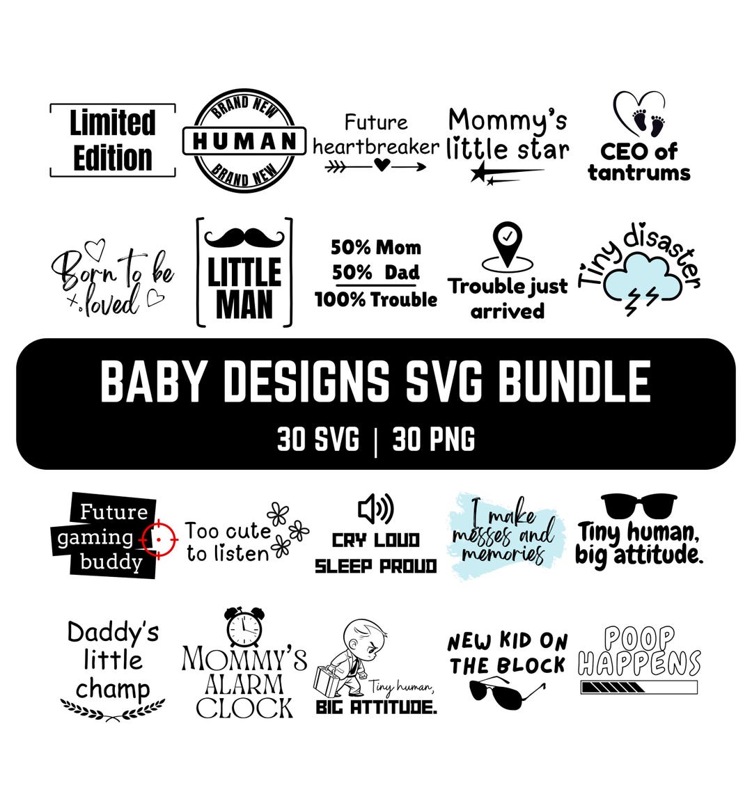 Funny Baby Quotes SVG Bundle, Onesie Designs (digital Download - Etsy