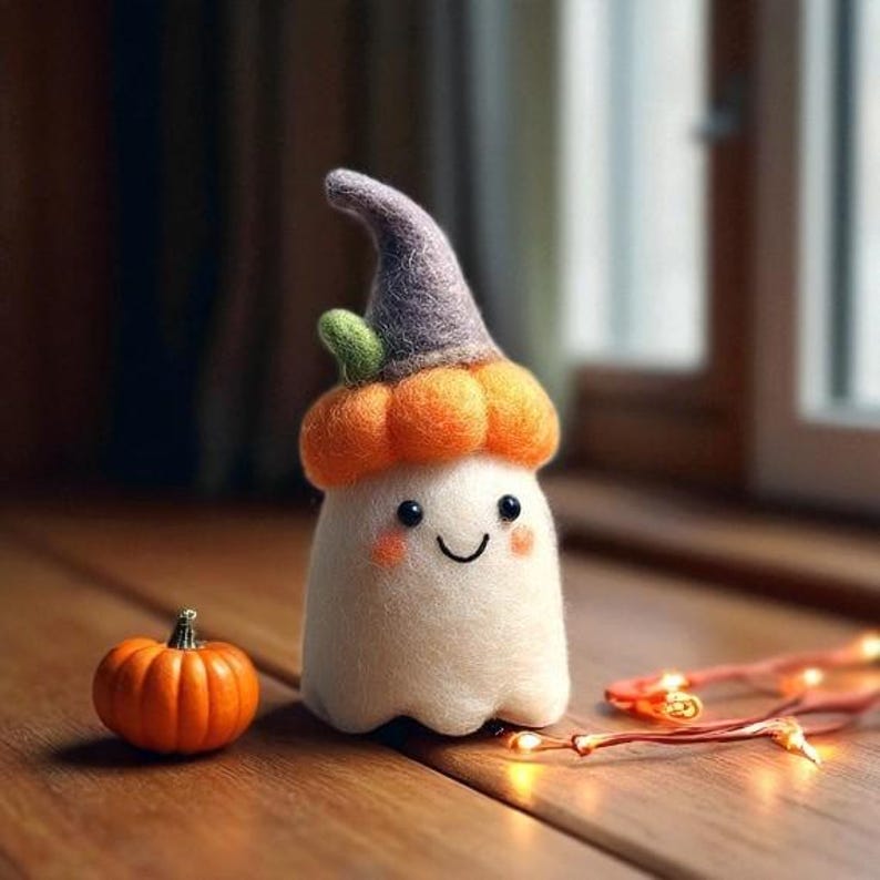 Handgefertigter Filz Geist-Kürbis mit Zauberhut - Etsy.de