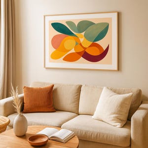 Framed abstract wall art in green and yellow – Solar Foliage