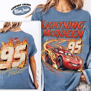 Vintage Lightning McQueen Shirt, Retro Cars Graphic Tee, McQueen Racing Front and Back Shirt, Disney Pixar Cars Family Vacation Trip Tee image 5