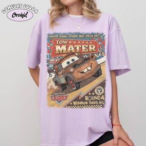 Vintage Cars Movie Shirt, Retro McQueen Mater Tee, Radiator Springs Racing Graphic T-Shirt, Pixar Cars Gift, Classic Cartoon Tee image 7