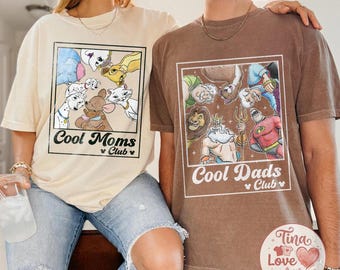 Koszulka retro Disney Cool Mom & Dad Club, zabawny prezent dla całej rodziny, zabawny Mufasa Triton z najlepszymi rodzicami