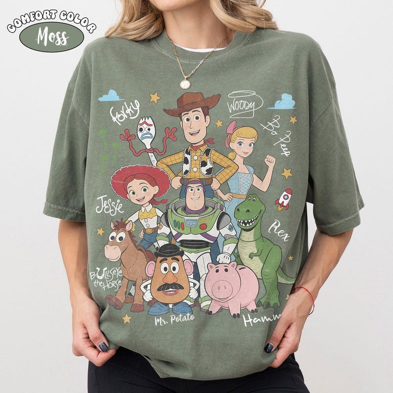 Vintage Toy Story Characters Shirt, Retro Family Vacation Tee, Woody Buzz Lightyear Jessie Tee, Disneyland Birthday Trip Gift Apparel image 7
