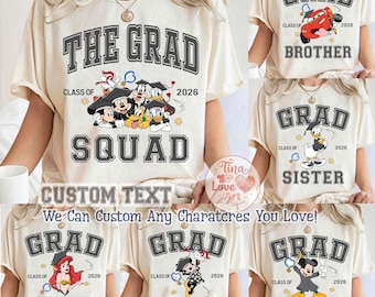 Custom Disney Graduation 2026 Shirt, Mickey Minnie Squad Grad Tee, Personalized Class of 2026 Family Matching T-shirt, Graduation Gift