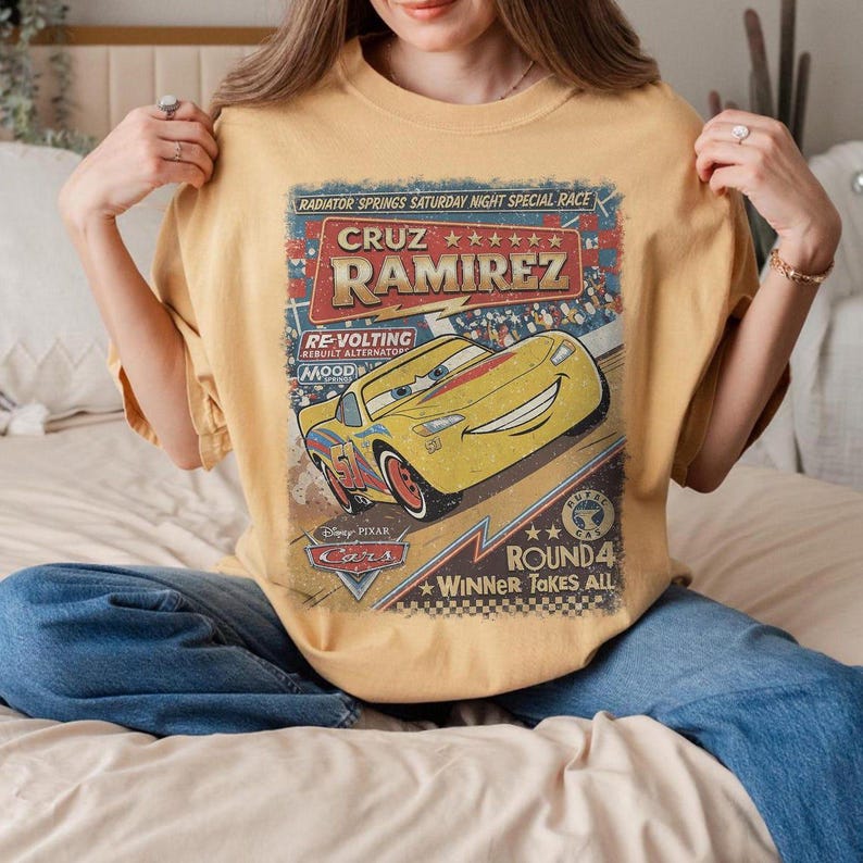 Vintage Cars Movie Shirt, Retro McQueen Mater Tee, Radiator Springs Racing Graphic T-Shirt, Pixar Cars Gift, Classic Cartoon Tee image 8