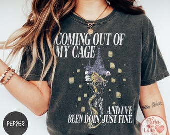 Camiseta vintage "Saliendo de mi jaula, me encuentro muy bien", estilo "Enredados: Linternas" y princesa Disney.