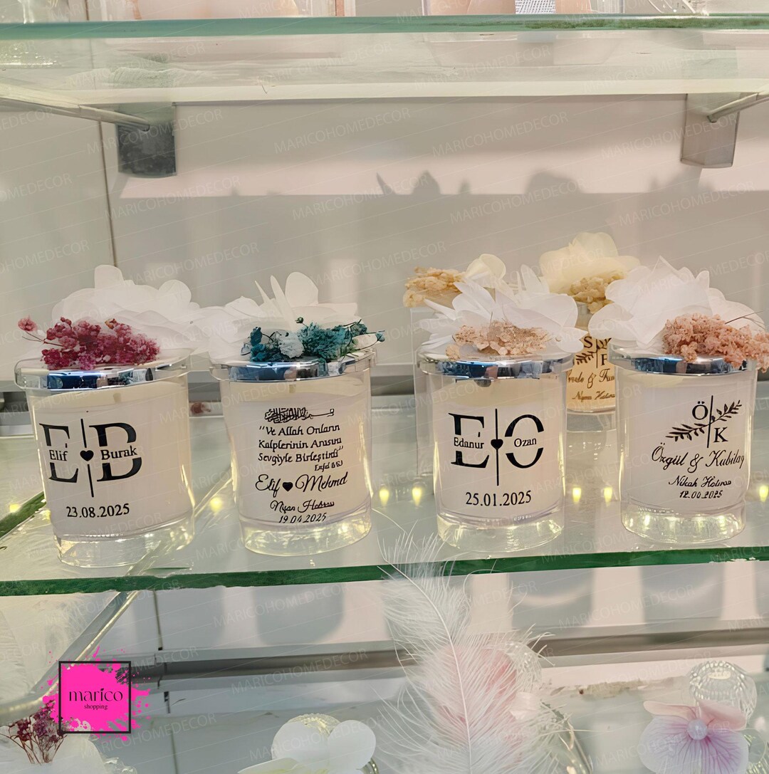 Personalized Handmade Candle Soy Wax Gift Dried Flowers Birthday ...