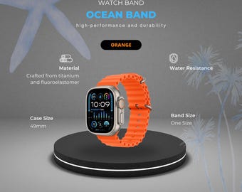Ocean Style Apple Watch Band: 49mm Titanium Buckle, Fluoroelastomer