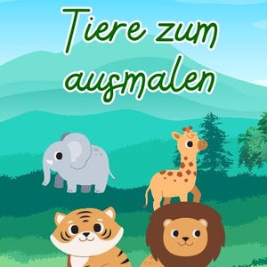 Animal Coloring Book – 20 Coloring Pages as PDF + 1 Extra Page | Digital Coloring Book for Children & Adults | Instant Download