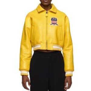 Chaqueta bomber motociclista corta de cuero Avirex roja para mujer imagen 19