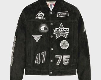 Handmade Black Leather Jacket for Men – Crocodile Embossed Cowhide Biker Motorcycle Coat