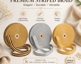 Gold Silver Metallic Braid Trim, Military Uniform Epaulet Stripe, Bullion Ribbon Roll