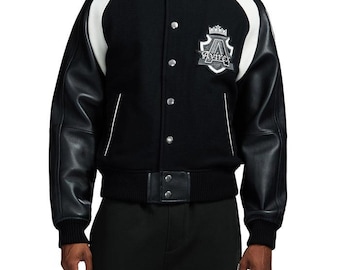 Chaqueta universitaria Avirex Kings: chaqueta bomber de lana y cuero hecha a mano, estilo vintage