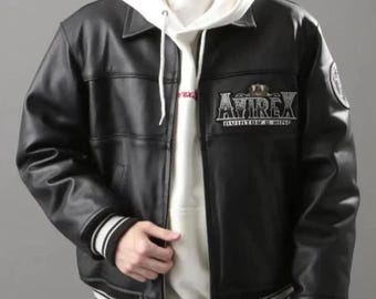 Men's Handmade Avirex Leather Bomber Jacket: Aviator King 75, Personalized