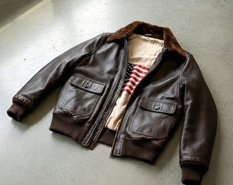Men's Handmade Sheepskin Leather Bomber Jacket: WWII A-2 Flight Style