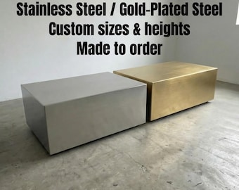 Polished Metal Coffee Table, Long Steel Coffee Table, Minimalist Metal Coffee Table, Stainless Steel Table, Gold Steel Coffee Table