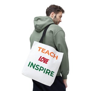 Inspirational Teacher Tote Bag: Motivational Eco-Friendly Polyester Shopping Bag