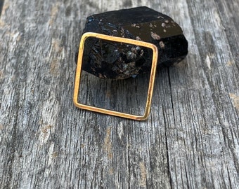 Gold Fill Square Ring Band Minimalist Geometric Jewelry Gift Idea