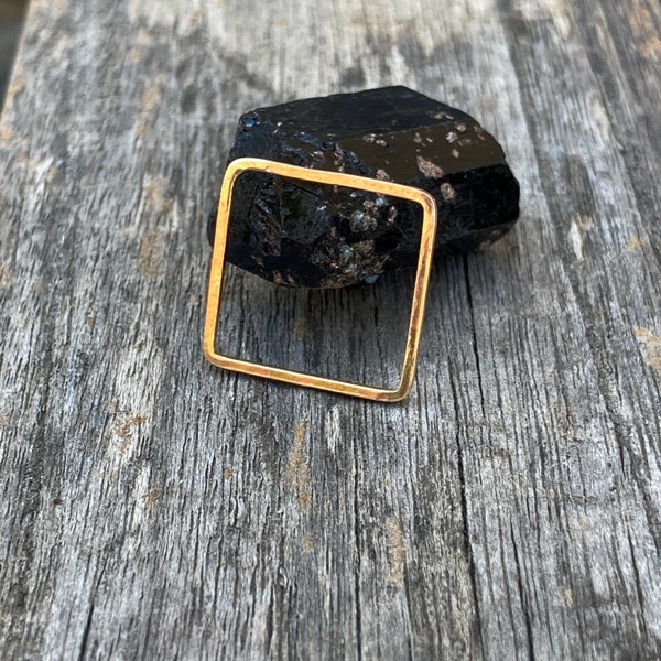 Gold Fill Square Ring Band Minimalist Geometric Jewelry Gift Idea