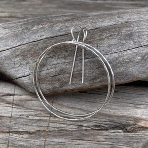 Hammered Silver Hoop Earrings Boho chic Minimalist jewelry