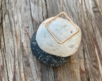 14K Gold Fill Ring Band Minimalist Geometric Square Jewelry Gift Idea