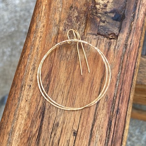 Hammered Gold Filled Hoop Earrings Minimalist Jewelry