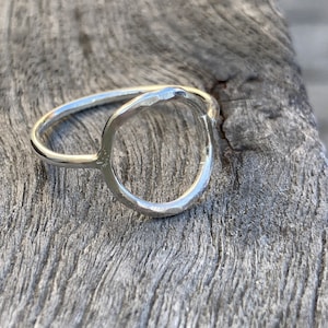 Hammered Sterling Silver Ring Minimalist Fashion Jewelry Gift Idea