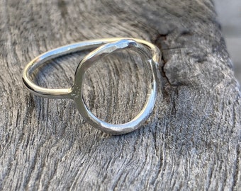 Hammered Sterling Silver Ring Minimalist Fashion Jewelry Gift Idea