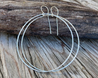 Hammered Silver Hoop Earrings Boho chic jewelry
