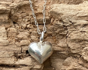 Silver Heart Charm Chain Necklace Jewelry Gift For Her