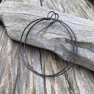 Oxidized Sterling Silver Hammered Hoop Earrings: Boho Chic Jewelry