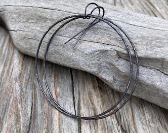 Oxidized Sterling Silver Hammered Hoop Earrings: Boho Chic Jewelry