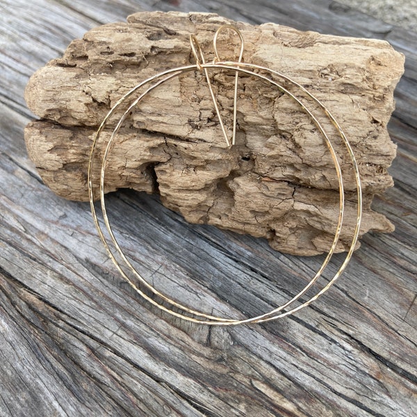 Hammered Gold Filled Hoop Earrings Minimalist Jewelry