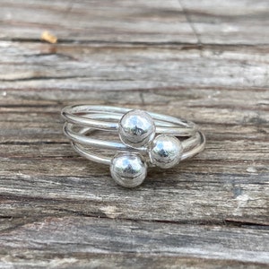 Recycled Silver Ball Ring Minimalist Stackable Jewelry Gift Idea