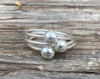 Recycled Silver Ball Ring Minimalist Stackable Jewelry Gift Idea