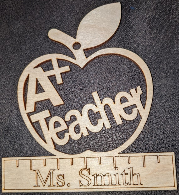 Apple Ruler Ornament, Teacher Ornament, Custom Teacher Ornament, Custom Ornament, Wooden Ornament