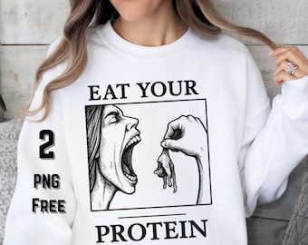 Eat Your Protein Anime Shirt | AOT Eren Jaeger, Gym Shirt (PNG)