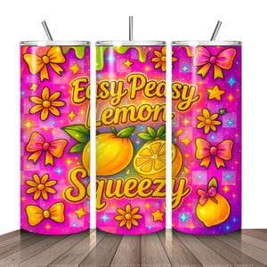 Lemon Tumbler Wrap: Coquette Summer Sublimation Design PNG Digital Download