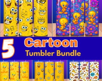 Funny Yellow Cartoon Tumbler Wrap 20oz Skinny | Ocean Theme Smiling Character | Kids Cartoon Cup Wrap PNG | Sublimation Digital Download
