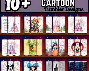 90s Cartoon Tumbler Wrap Designs: 20oz Skinny Tumbler PNG (Digital File)