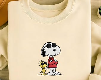 Cartoon Dog Bird Embroidery Design, Retro Best Friends Machine Embroidery File, 5 Sizes, Instant Download