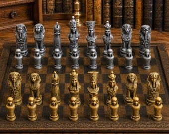 Ancient Egyptian style – complete 32-piece chess set | Historical design | Made in Germany